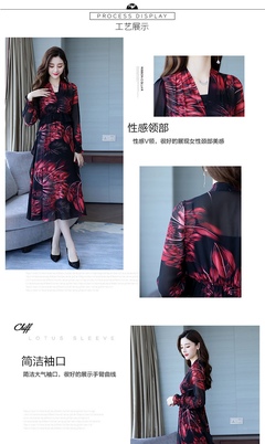 常規(guī)A字裙植絨短袖H型潮流簡(jiǎn)約個(gè)性2018年秋季連衣裙V領(lǐng)花